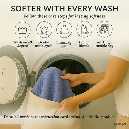 Cloud Scape Linen Oversized 4 Layer Muslin Blanket Twin Size - 100% Cotton, Lightweight & Breathable All Season Gauze, Pre-Washed, for Bed, Couch, fits Twin XL Bed,68x92, Lavender Blue