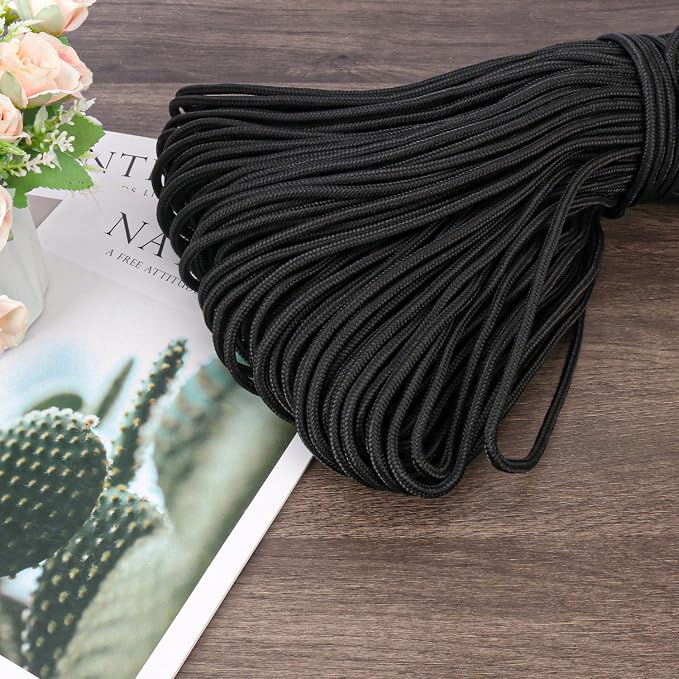 328 Feet 1/4 Inch Black Polyester Rope, 6mm Polypropylene Utility Rope - Image 4