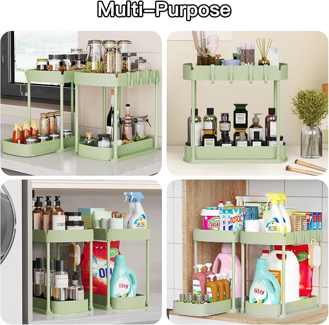 2 Pack Multi-Purpose Pull-Out Storage Organizers, Under Sink Organizers and - Image 6