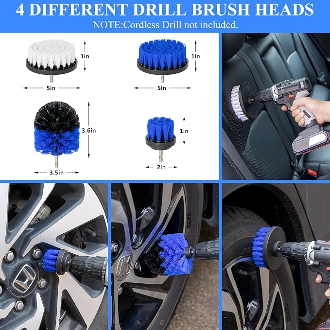 AUTODECO 34Pcs Car Detailing Brush Set, Car Detailing Kit, Auto Detailing Drill - Image 2