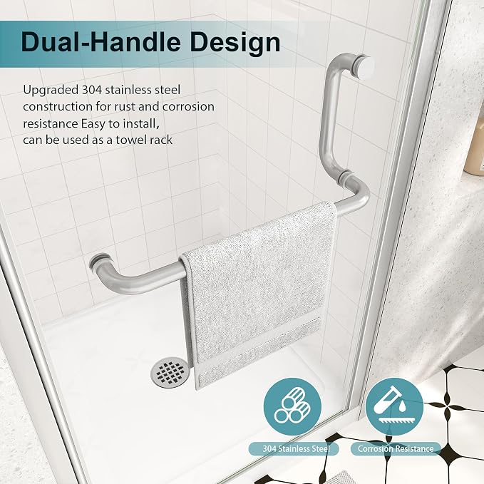 Frameless Pivot Shower Door 32"-34" Wx72 H, 1/4" Clear Nano Coated Tempered - Image 7