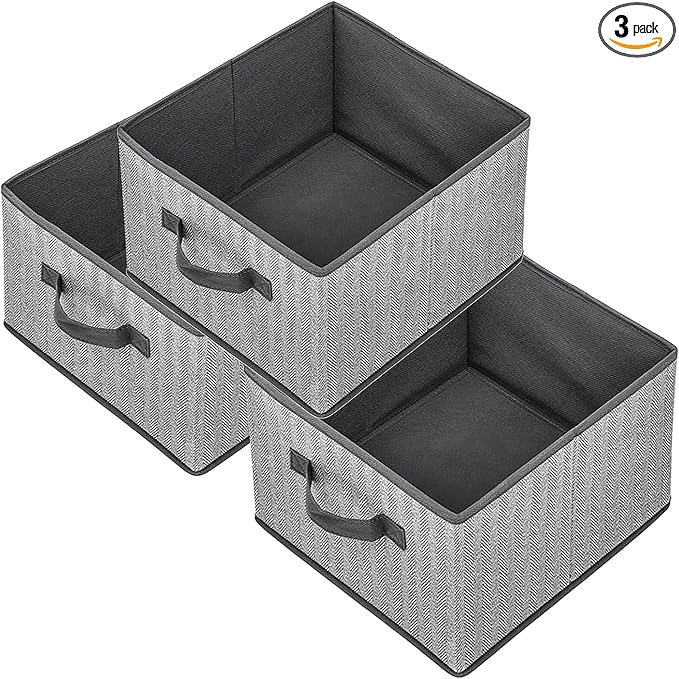 Storage Baskets, 11-Inch Woven Fabric Bins, Storage Cubes by EITMOW