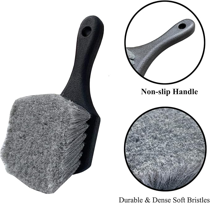 Wheel & Tire Brush for Car Rim, Soft Bristle Car Wash Brush, Cleans Tires & - Image 3
