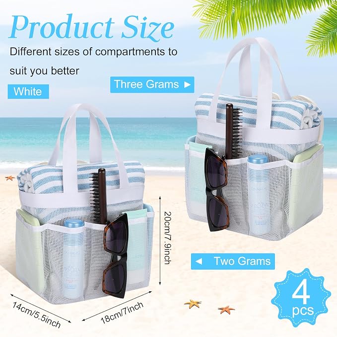 Hillban 4 Pcs Mesh Shower Caddy Portable Large Quick Dry Shower Caddy Basket - Image 2