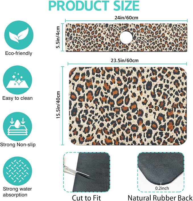 Dish Drying Mat for Kitchen Counter Matt, Super Absorbent Non-slip Rubber Backed - Image 2