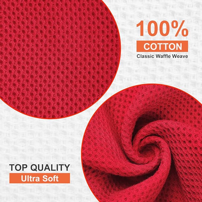 Kitinjoy 100% Cotton Kitchen Dish Cloths, 6 Pack Waffle Weave Ultra Soft - Image 2