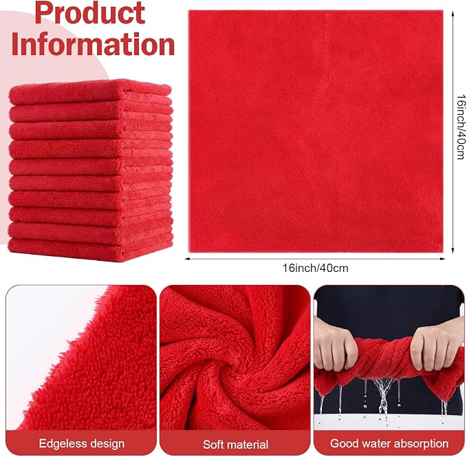 Tallew 15 Pcs Car Microfiber Towels Buffing Drying Wash Cleaning Cloths Plush - Image 3
