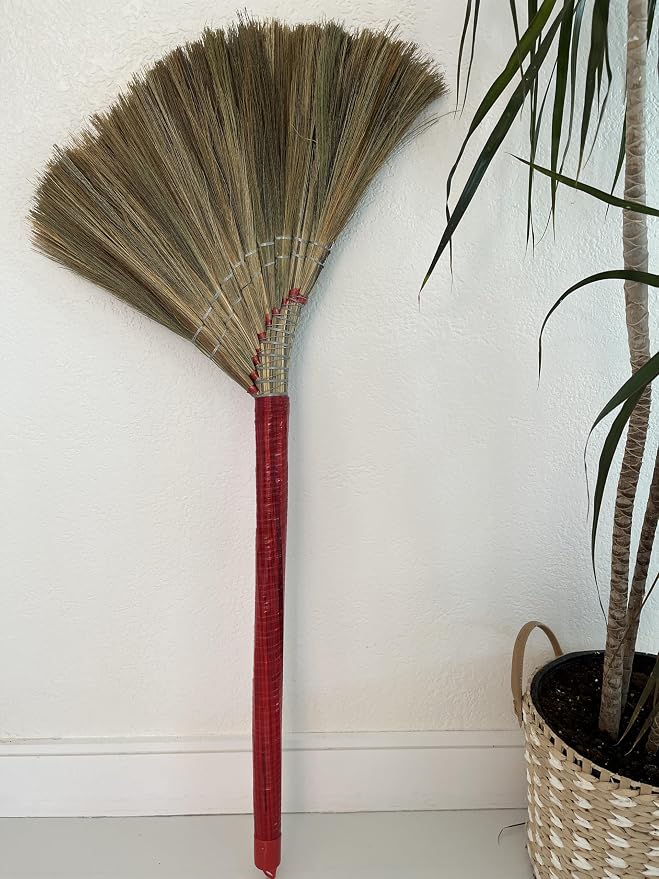 Coco Deluxe Vietnamese Natural Straw Broom /40" Handmade Soft Grass Broom - Image 3