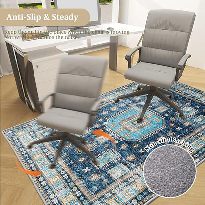Office Chair Mat for Hardwood Floor, 60"x45" Easy Glide Computer Desk Mat Protector for Rolling Chair Under Desk Rug Nonslip Backing, Machine Wash, (Modern)