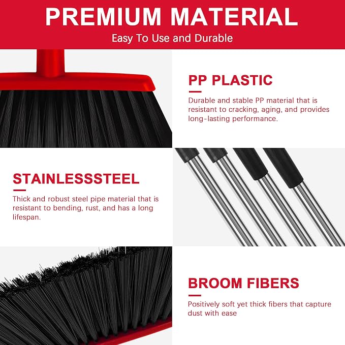 Heavy Duty Angle Broom, 55-Inch Long Handle Extra Wide 12.6 Inch Head, - Image 4