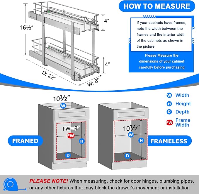 WelFurGeer 2-Tier Stainless Steel Pull Out Cabinet Organizer, Soft Close - Image 3