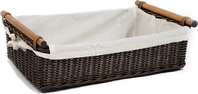The Basket Lady Low Pole Handle Wicker Storage Basket, Extra Large, 21.5 in L x - Image 3