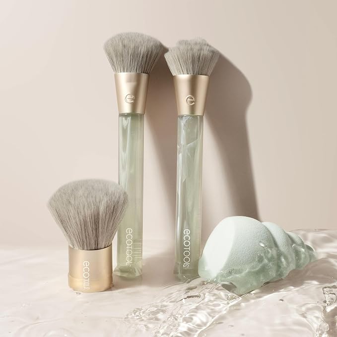 EcoTools Sea Gems Face Makeup Brush & Sponge 4 Piece Set, Eco-Friendly Makeup - Image 9
