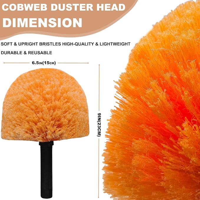 4 Pack OrangeTwist-On Cobweb Duster Head Brush // Spider Web Brush - Image 2