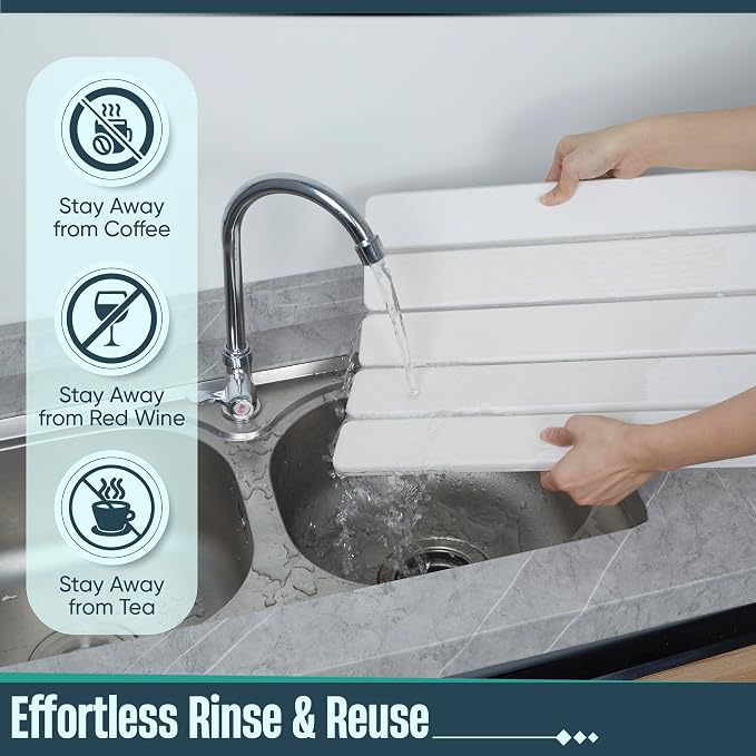 Stone Drying Mat for Kitchen Counter, Rolling Design, Quick Dry for Dishes - Image 5