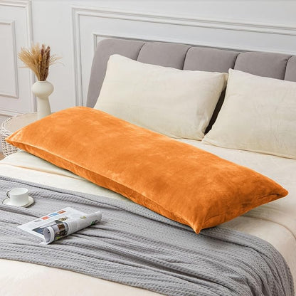 BEDELITE Body Pillow Cover with Zipper Closure, Super Soft and Cozy Fleece Pillowcase 20 x 54 Inches, Luxury Fluffy Plush Long Body Pillow Pillowcase for All Seasons(Burnt Orange)