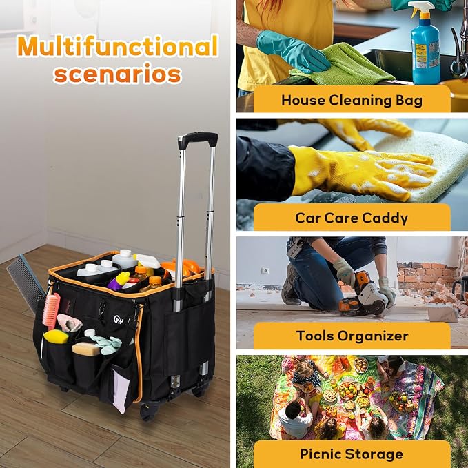 YMU Large Rolling Cleaning Caddy Bag - Image 7