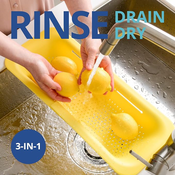 BLUE GINKGO Over the Sink Colander Strainer Basket - Image 3