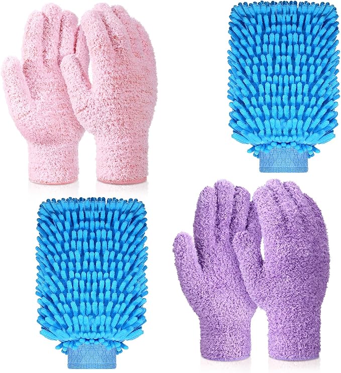 6 Pcs Microfiber Dusting Mitt Gloves by Potchen