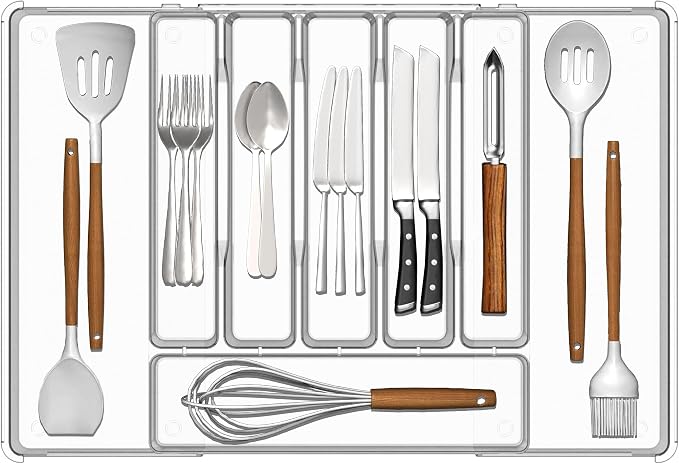 Silverware Drawer Organizer, Expandable Utensil Tray by Baosia
