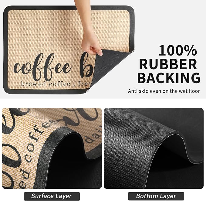 Coffee Mat - Absorbent Hide Stain Rubber Backed Dish Drying Mat - Image 6