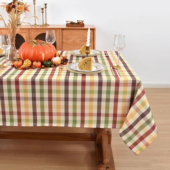 Waterproof Plaid Tablecloth Fabric by Essifunia