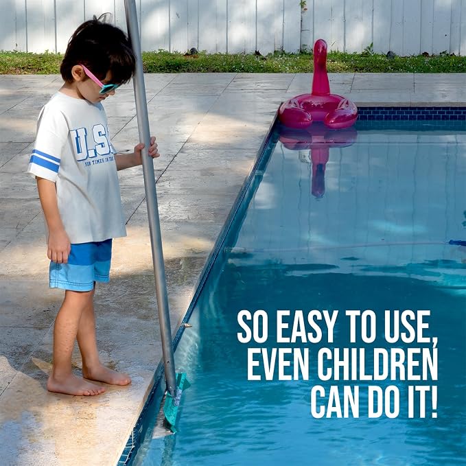SweepEase® Swimming Pool Brush, Durable Poly Bristles, Sticks to Walls and - Image 9