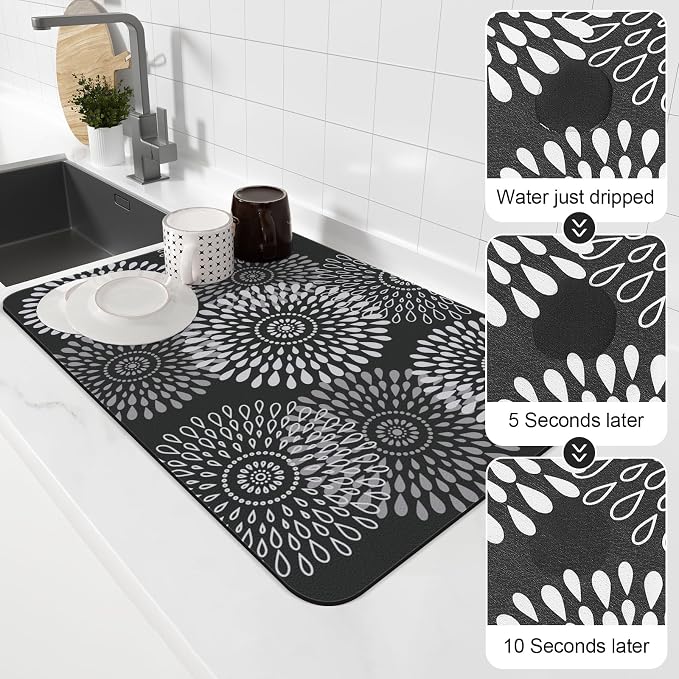 LuxStep Dish Drying Mat Super Absorbent Kitchen Counter Mat Rubber Backing - Image 4