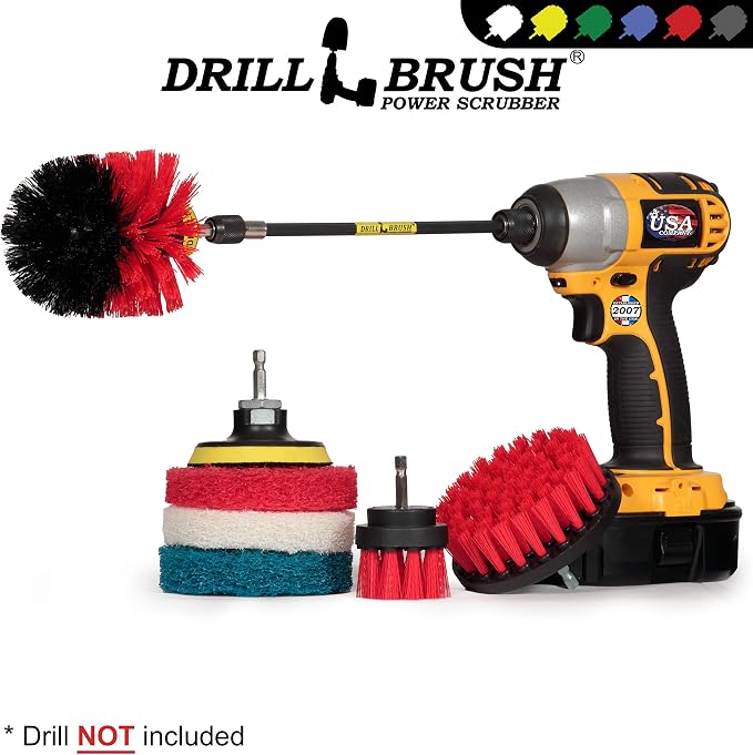 Drillbrush - Rotary Drill Brush Cordless Scrubber - Deck Scrub Brush Kit - - Image 4
