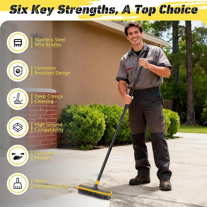 Heavy Duty Broom Wire Floor Scrub Brush - Image 4