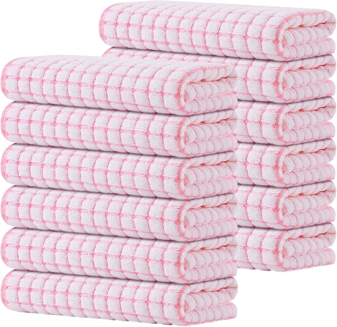 Kitinjoy Cotton 12 Pack Terry Kitchen Towels, 16 x 25 Inches Super Soft and by Kitinjoy