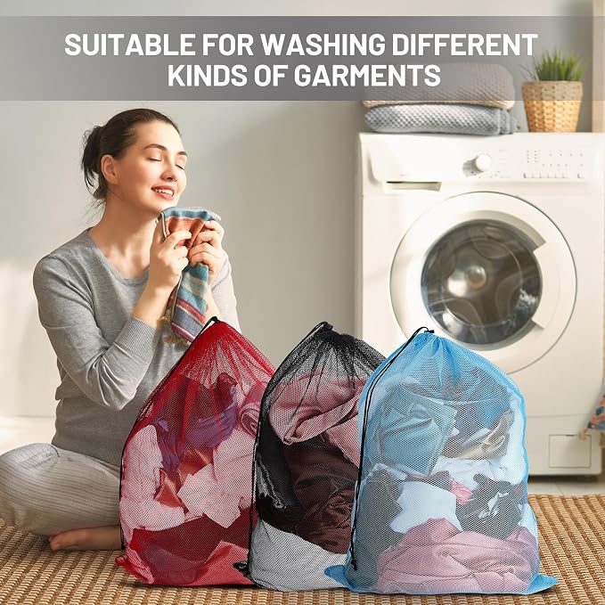 Berlune 12 Pcs Large Laundry Bag Colorful Extra Large Mesh Laundry Bag Bulk - Image 6