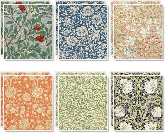 Whaline 12 Pcs William Morris Floral Swedish Dishcloths Vintage Greenery Flower by Whaline
