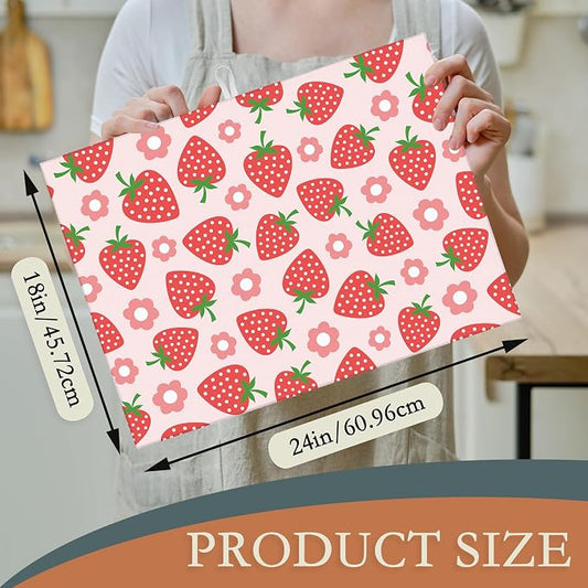 Pink Strawberry Dish Drying Rack Mat - Image 2