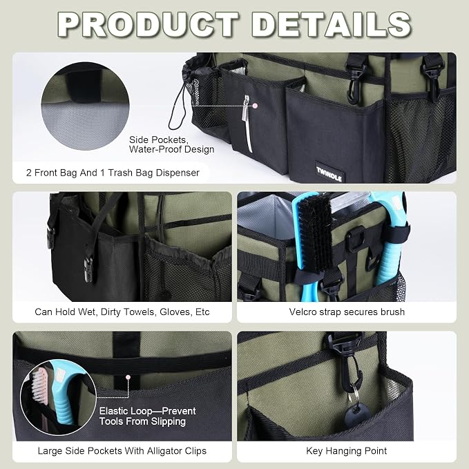 Large Cleaning Caddy Bag with Built-In Support Board, Cleaning Tote Organizer - Image 3