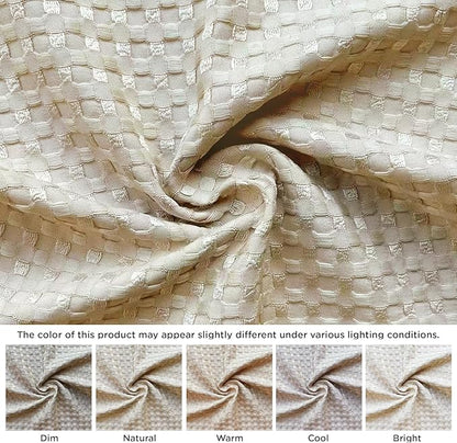 MIYE Pleated Waffle Weave Bed Skirt, Tailored Dust Ruffle 18 Inch Drop Easy Fit, Machine Washable,No Split Corners (Beige, Twin - 18" Drop)