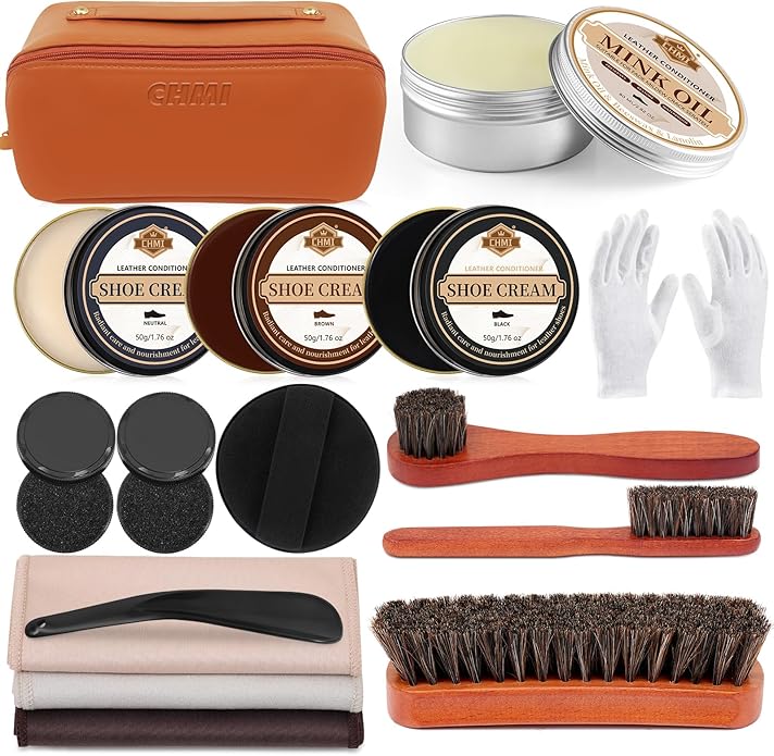CHMI 16PCS Leather Shoe Polish Kit, Shoe Shine Kit by CHMI