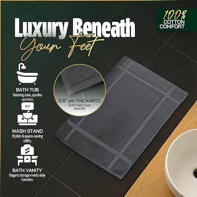 Pearl Linens Pack of 2 Washable Cotton Bath Mat 18x25 - Image 6