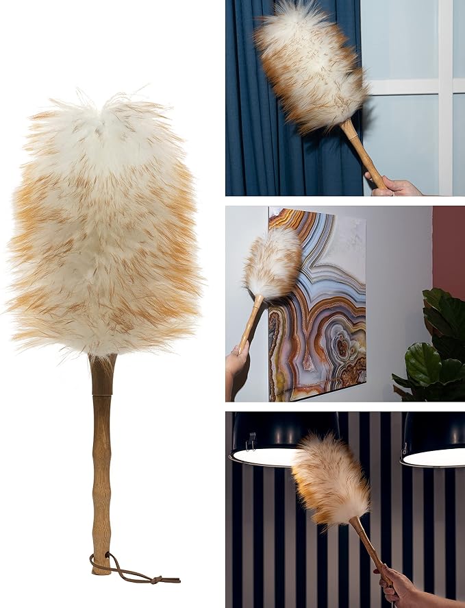 Avain Wool Duster with Wood Handle, Blinds Cleaner Purifier, Brush Cleaning Tool - Image 5