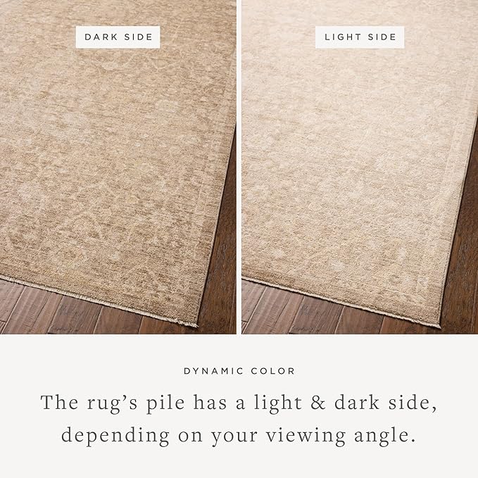 Loloi Chris Loves Julia Palma Collection PLM-01 Bark/Natural 2'-7" x 7'-6" Runner Rug Vintage Style Boho Living Room Bedroom Carpet