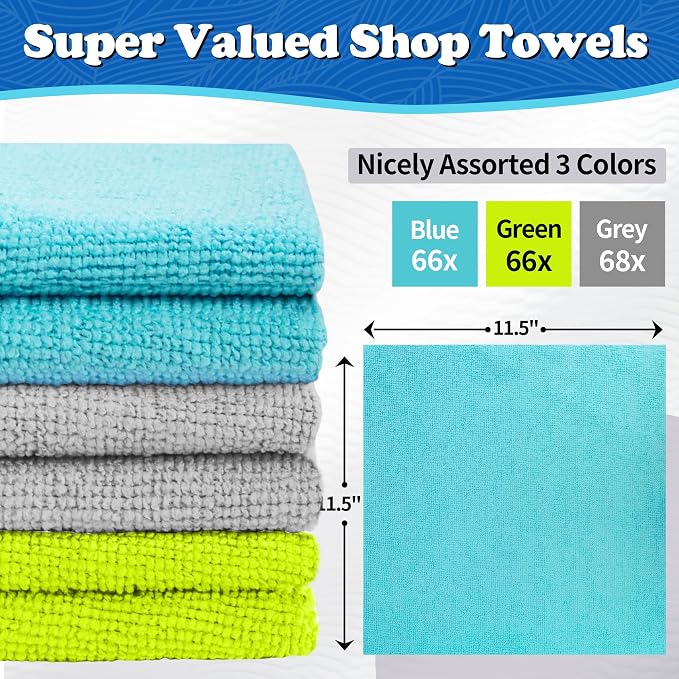 FIXSMITH Shop Towels, Microfiber Cleaning Cloth Bulk, 200 Pack Microfiber Towels - Image 2