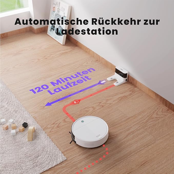 OKP Robot Vacuum Cleaner K5B, Super Thin, Powerful Suction, Cleaning Schedules - Image 4