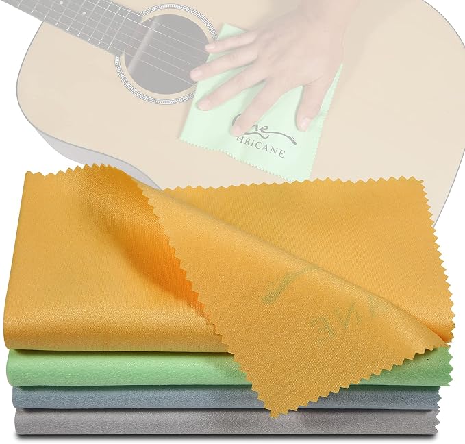 Hricane 4-Pack 12"x12" Guitar Cloths Ultrafine fiber suede Plush Polishing by Hricane