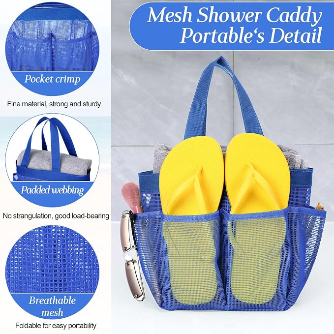 Hillban 4 Pcs Mesh Shower Caddy Portable Large Quick Dry Shower Caddy Basket - Image 3