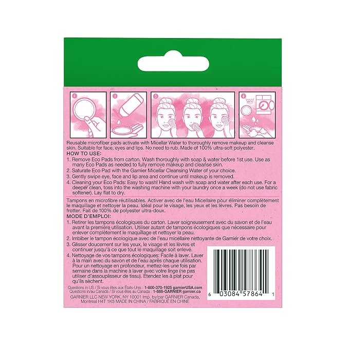 Garnier Micellar Cleansing Eco Pads, 3 Ultra-soft Microfiber Pads - Image 2