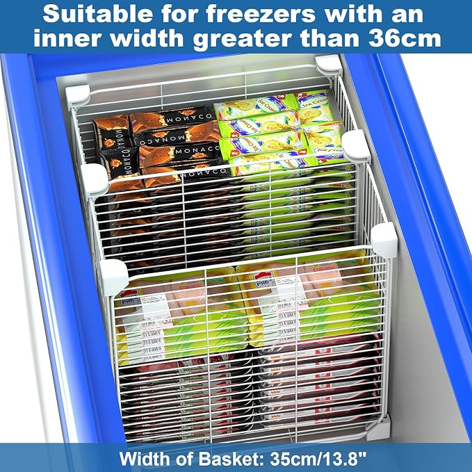 Deep Freezer Organizer Bin 13.8"x13.8"x13.8", Vertical Sides Wire Freezer - Image 5