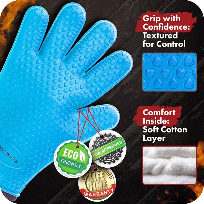KITCHEN PERFECTION XL Silicone Smoker Oven Gloves-Extreme HeatResistant - Image 4