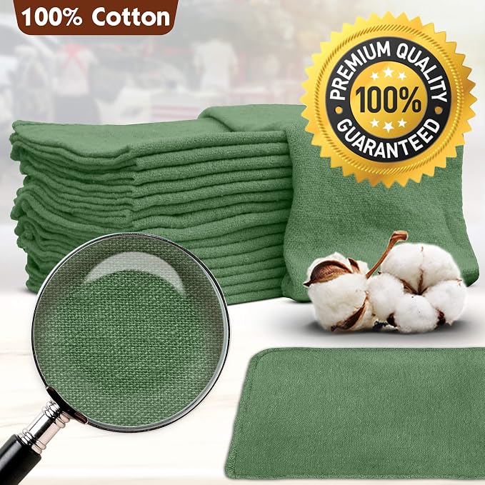 Nabob Wipers Auto Mechanic Shop Towels 25 Pack Bulk Shop Rags 100% Cotton Size - Image 5
