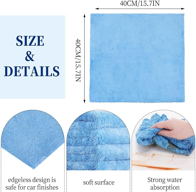 Tallew 16 Pcs 15 Pcs Car Microfiber Towels Buffing Drying Wash Cleaning Cloths - Image 4