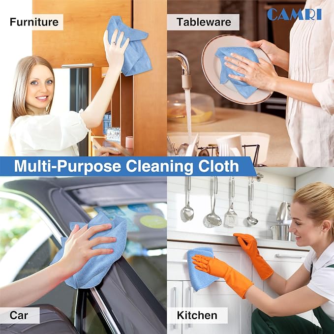 CAMRI Microfiber Towel Cleaning Cloth – Pack of 12, Size 12.6” x 12.6” - Image 7